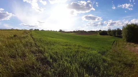 Spring Fields Under The Clouds Stock Footage 196713870