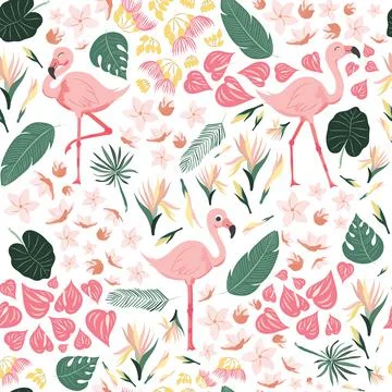 Spring Flamingo Pattern in CMYK mode Stock Illustration