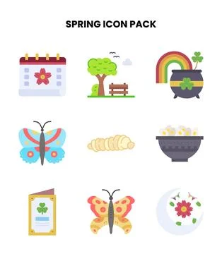 Spring Flat Bundle Icons Pack Illustration