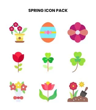 Spring Flat Collection Icons Pack Illustrazione stock