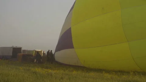 Spring flights by balloons over the plains. 4K Stock Footage 112224211