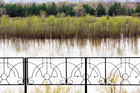 Spring flood on the Don River Stock Photos
