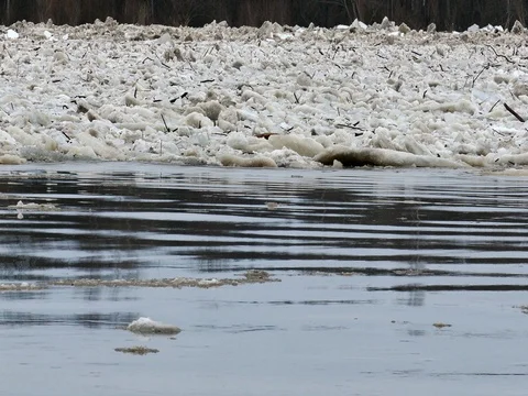 Spring flood ice drift Video stock 80274444