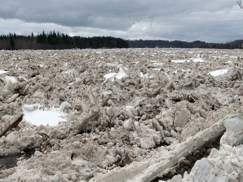 Spring flood ice drift Video stock 80286742