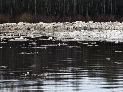 Spring flood ice drift Vídeo Stock 80287418