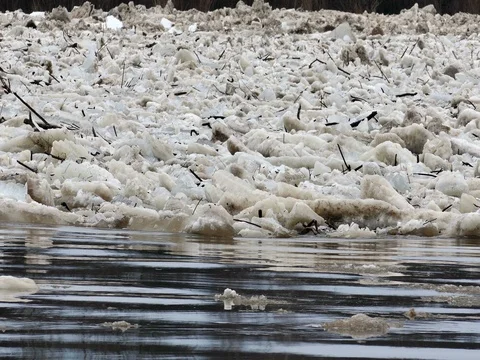 Spring flood ice drift Video stock 80288077