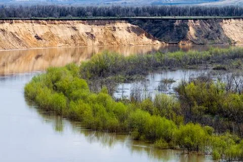 Spring flood on the river Stock Photos