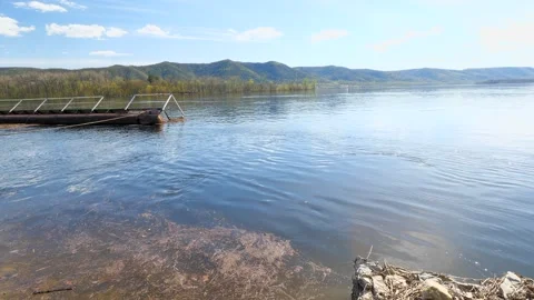 Spring flood. The Volga River. Stock Footage 189819737