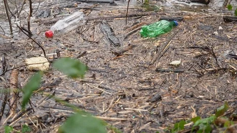 Spring Flooding And Fast Moving River Stock Footage 91865239