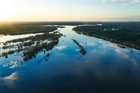 Spring flooding on the river Stock Photos