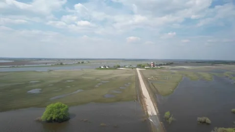 Spring floods, flooded road Video stock 285515786