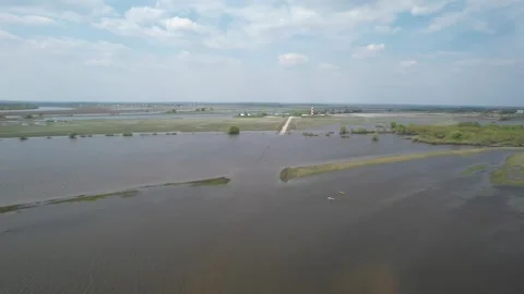 Spring floods, flooded road Video stock 285516315