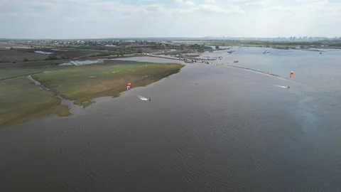 Spring floods, flooded road Video stock 285516499