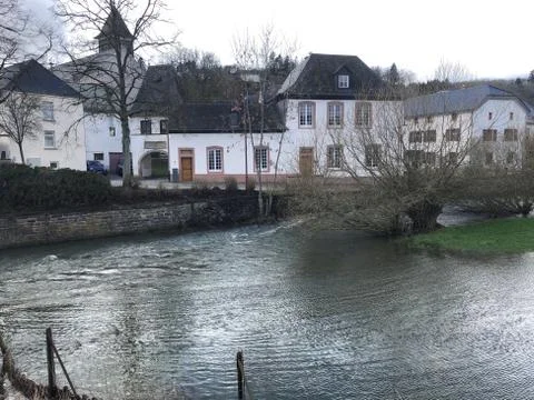 Spring floods in meadow Stock Photos