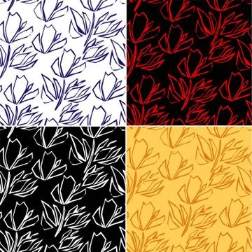 Spring floral background. Vector design illustration. Abstract flowers seamle Stock Illustration