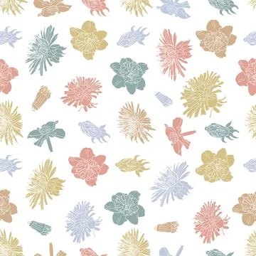 Spring Floral botanical seamless pattern background suitable with summer blos 스톡 일러스트