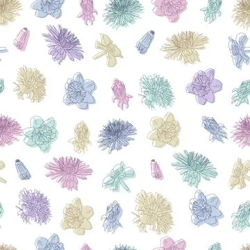 Spring Floral botanical seamless pattern background suitable with summer blos Stock Illustration