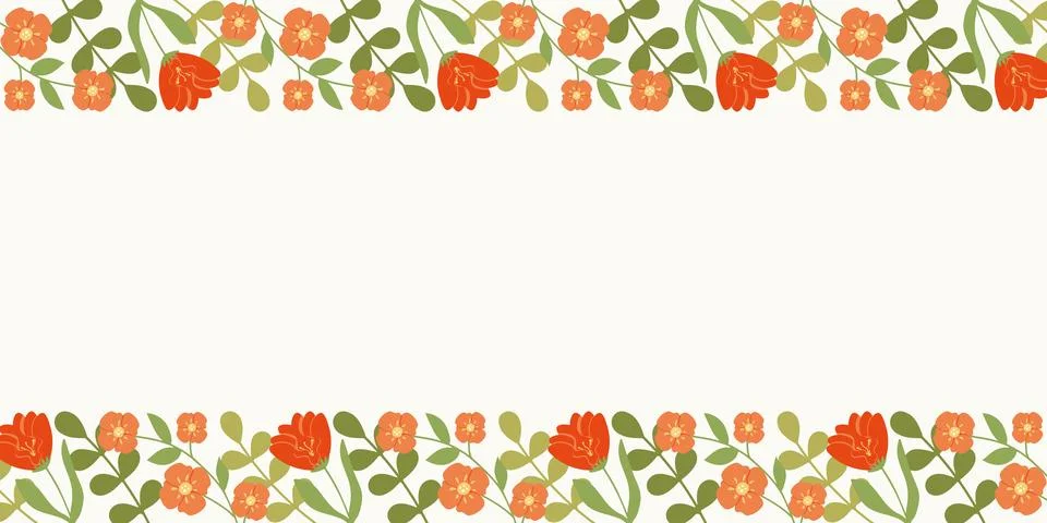 Spring Floral flat style background with copy space. Summer bright Frames o.. Illustrazione stock