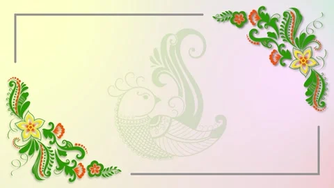 Spring floral frame flower motion graphics and animated green and orange colo Stock Footage 254762745