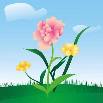 Spring floral meadow Stock Illustration