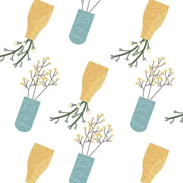 Spring floral pattern in flat style with spring branch Stock Illustration