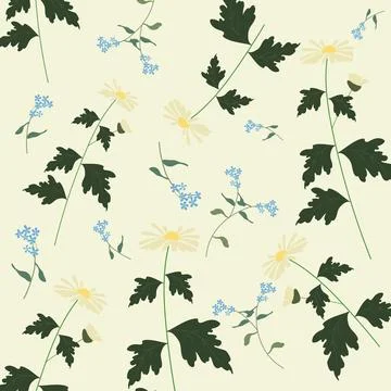 Spring floral pattern of meadow flowers, summer ornament Stock Illustration