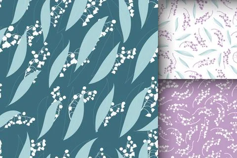 Spring Floral Pattern. Seamless Lili Valley Textile Print. Romantic Blossom Stock Illustration