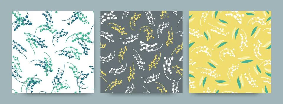 Spring Floral Pattern. Seamless Lily Bell Fabric Design. Fresh Botanical Illustrazione stock