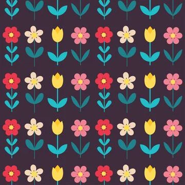 Spring floral pattern. Vector flat illustration Stock Illustration