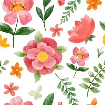 Spring floral seamless pattern. Hand drawn vector Stock Illustration
