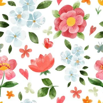 Spring floral seamless pattern. Hand drawn vector Stock Illustration