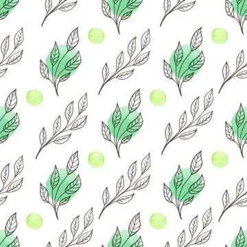 Spring floral seamless pattern with leaves Illustrazione stock