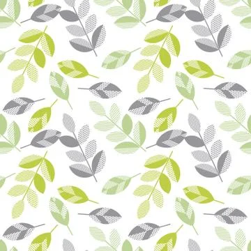 Spring floral seamless pattern with leaves. abstract  modern geometry vector  Illustrazione stock
