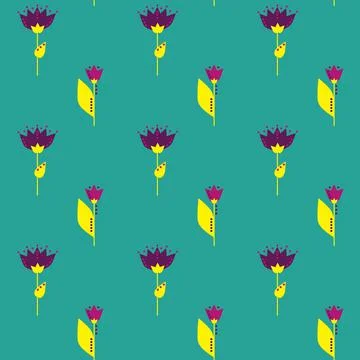 Spring floral seamless pattern. Simple shapes in sketch drawing with nature Stock Illustration