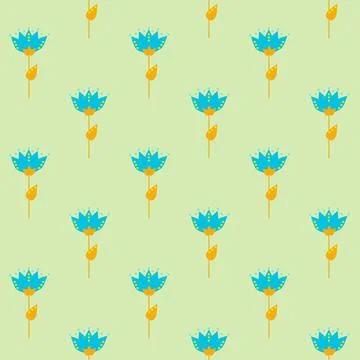 Spring floral seamless pattern. Simple shapes. Sketch drawing and nature motif. イラスト素材