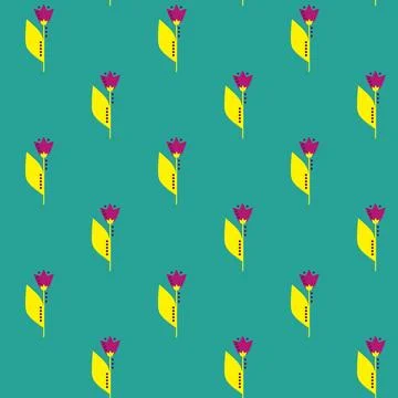 Spring floral seamless pattern. Simple shapes in sketch drawing with nature Stock Illustration