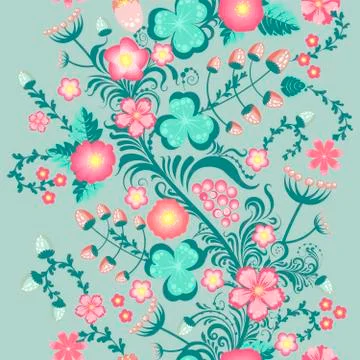 Spring floral seamless pattern in soft pastel colors Stock Illustration