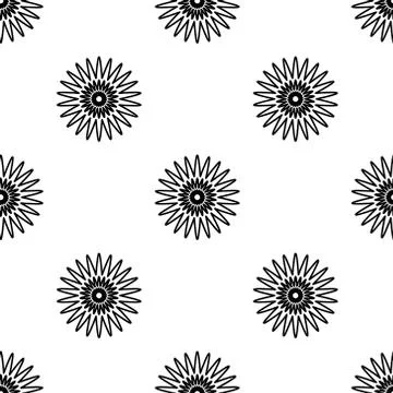 Spring floral seamless pattern on white background. Black and white vector Stock Illustration