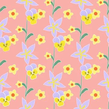 Spring florals pansy heartsease pattern design Stock Illustration