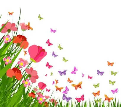Spring flower and butterfly Stock Illustration