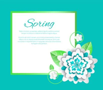 Spring Flower and Poster with Text Sample Isolated Stock Illustration