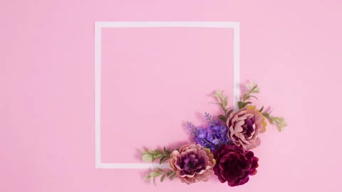 Spring flower arrangement move on copy space frame. Stop motion Stock Footage 150073467