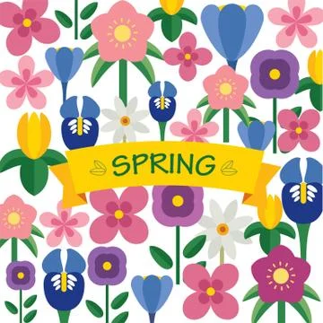 Spring flower  background flat design Stock Illustration