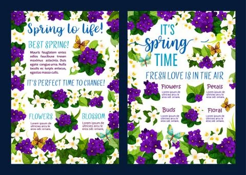 Spring flower blossom poster of Springtime holiday イラスト素材