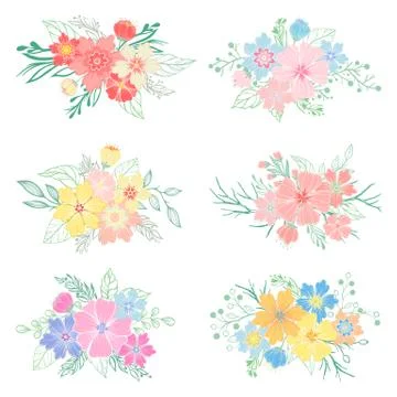 Spring flower bouquets Stock Illustration