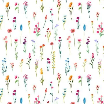 Spring flower branches, exquisite seamless pattern design. Repeating botanical Stock Illustration
