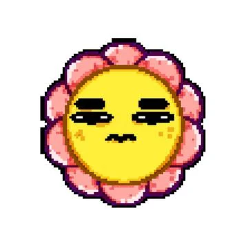 Spring flower character pixel art vector illustration Stock Illustration