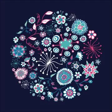 Spring flower circle shape Stock Illustration
