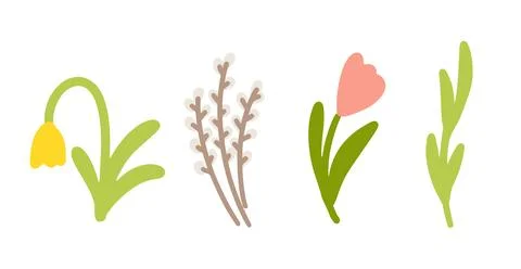 Spring flower collection botanical set nature floral illustration Stock-Illustration