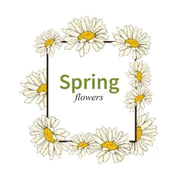 Spring flower frame vector Stock Illustration